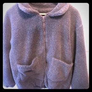 Zaful fuzzy greenish-gray jacket
